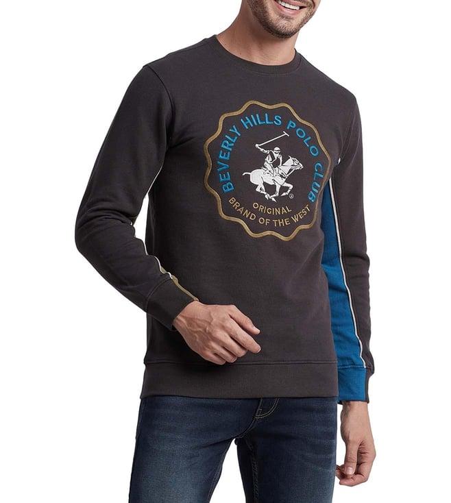 beverly hills polo club black logo brand of the west regular fit sweatshirts