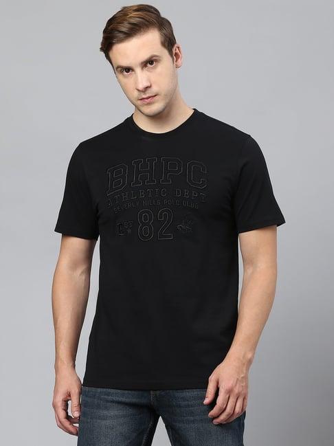 beverly hills polo club black regular fit cotton crew t-shirt