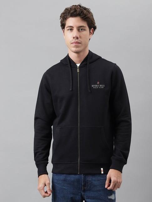 beverly hills polo club black regular fit cotton hooded sweatshirt