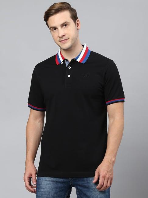 beverly hills polo club black regular fit cotton polo t-shirt