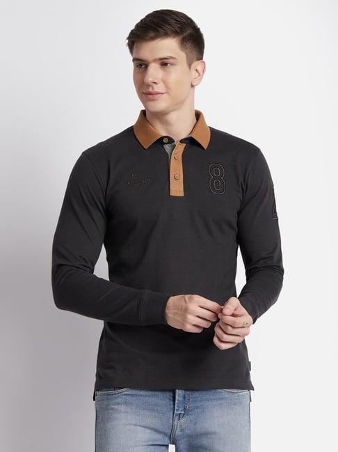 beverly hills polo club black regular fit pure cotton polo t-shirt
