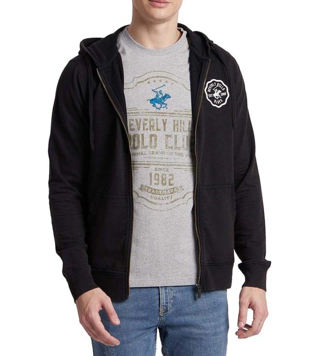 beverly hills polo club black wash out regular fit hoodies