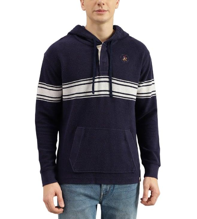 beverly hills polo club blue baja henley regular fit hoodie