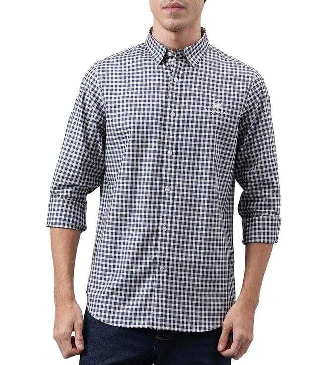 beverly hills polo club blue checks gingham regular fit shirts