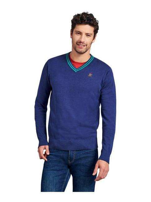 beverly hills polo club blue cotton regular fit sweater