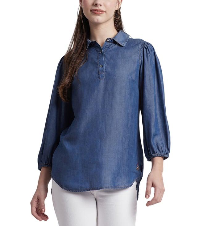 beverly hills polo club blue denim regular fit top