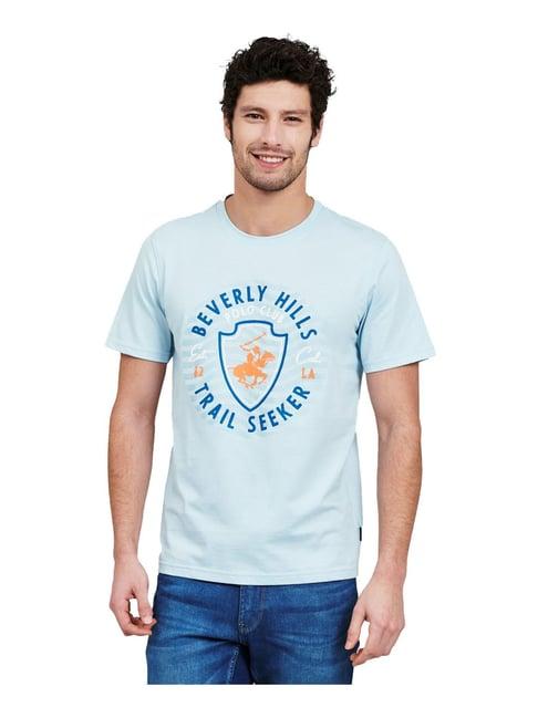 beverly hills polo club blue logo printed t-shirt