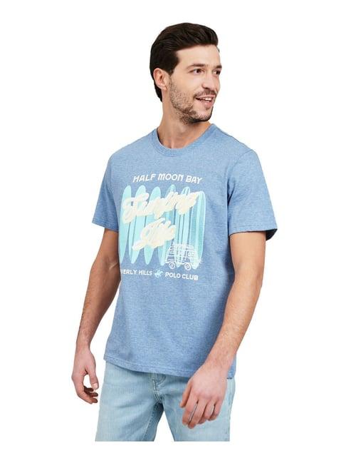 beverly hills polo club blue logo printed t-shirt