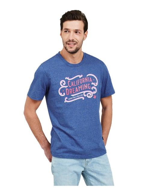 beverly hills polo club blue logo printed t-shirt