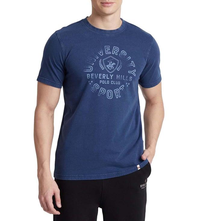 beverly hills polo club blue logo wash out regular fit t-shirts