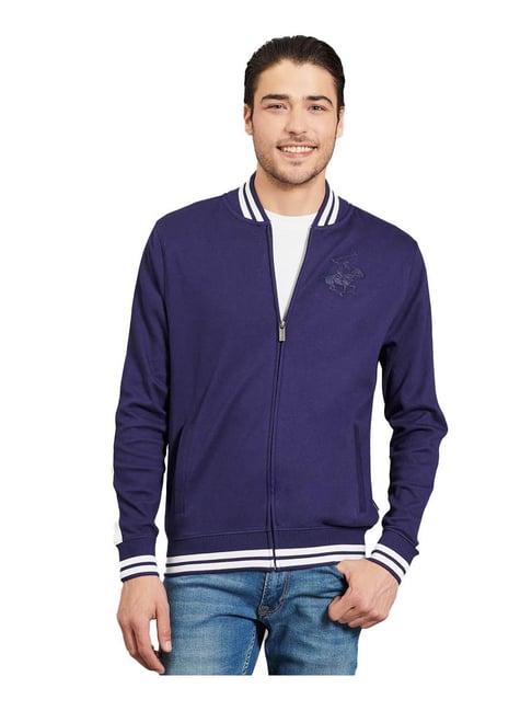 beverly hills polo club blue regular fit bomber jacket