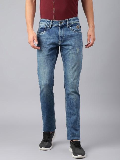 beverly hills polo club blue skinny fit heavily washed jeans