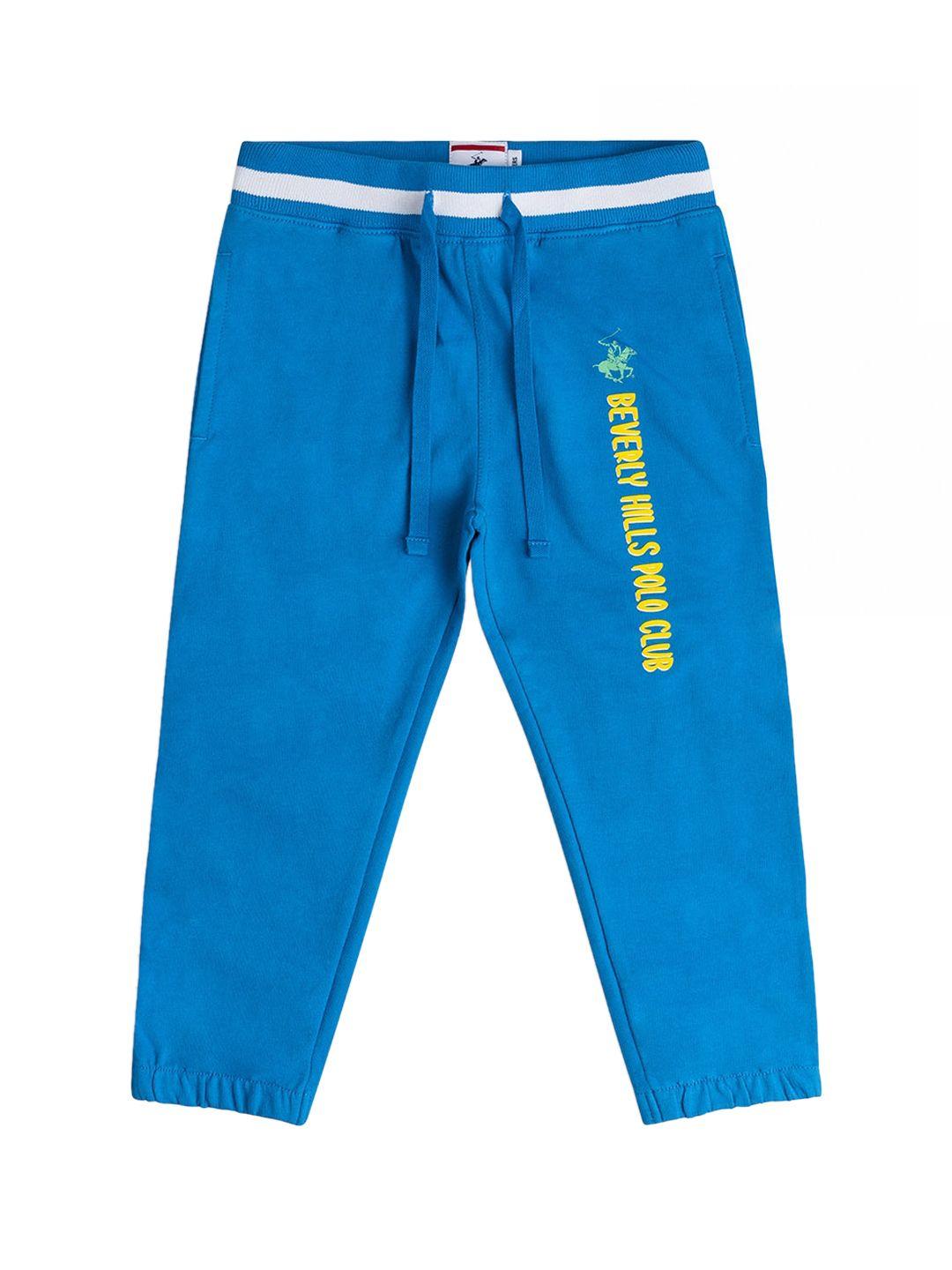 beverly hills polo club boys blue solid cotton joggers