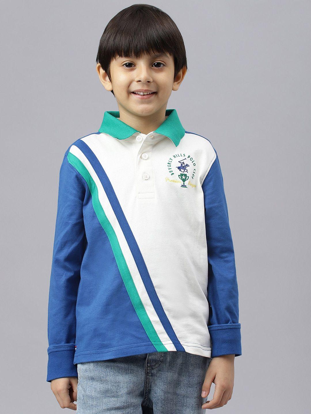 beverly hills polo club boys colourblocked polo collar cotton t-shirt