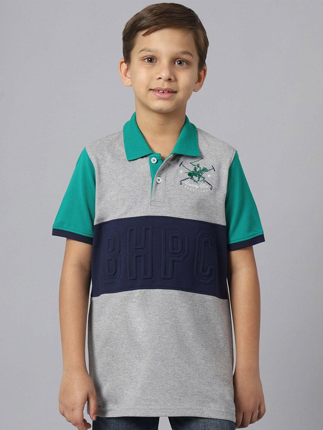 beverly hills polo club boys colourblocked polo collar pure cotton t-shirt
