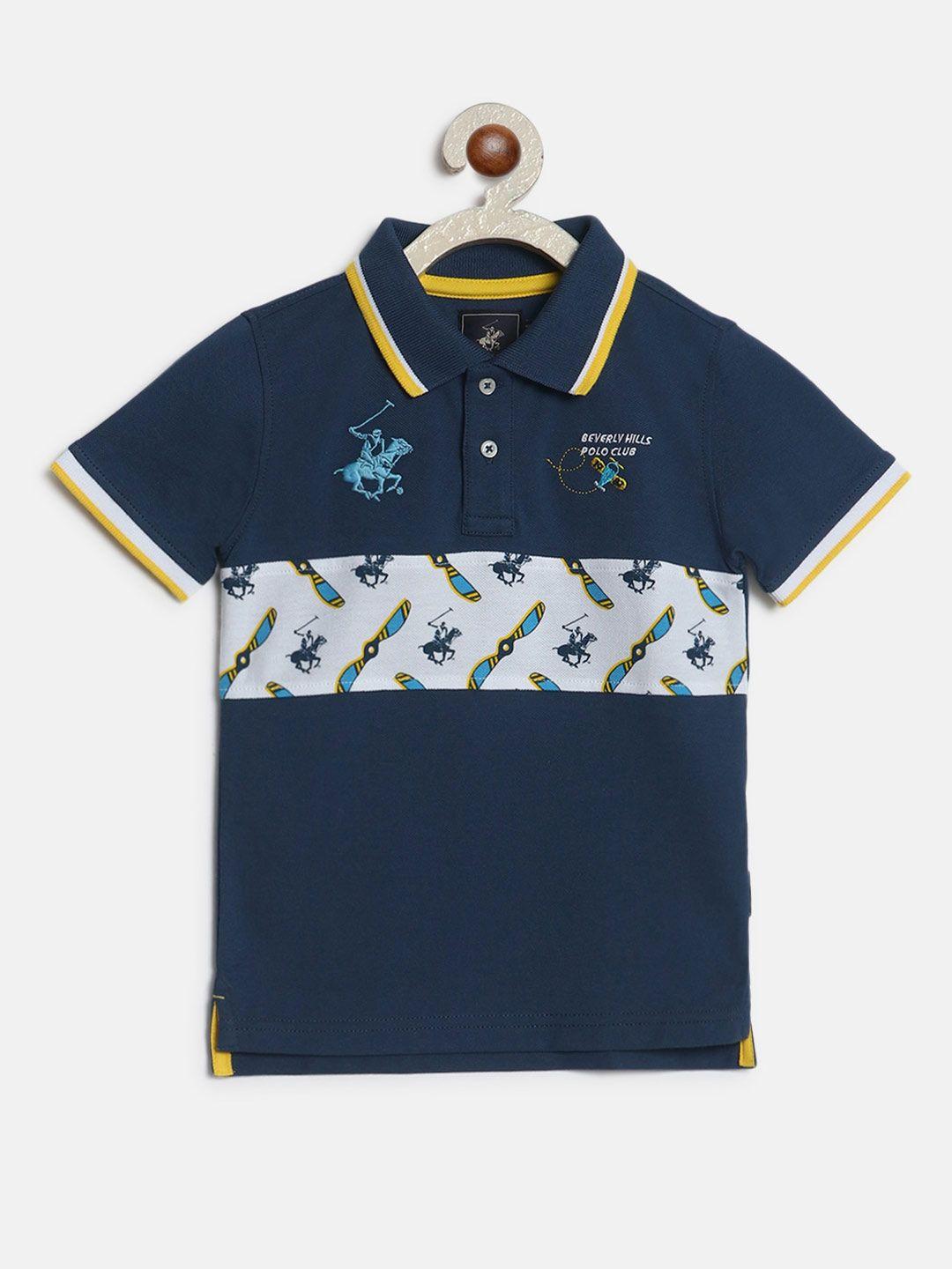 beverly hills polo club boys conversational printed polo collar cotton t-shirt