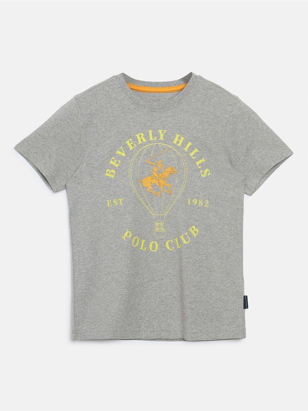beverly hills polo club boys grey typography pure printed t-shirt