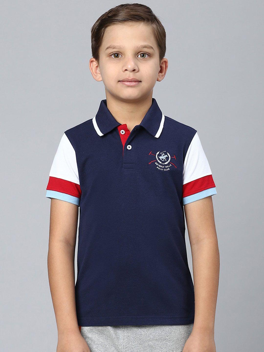 beverly hills polo club boys striped polo collar pure cotton t-shirt