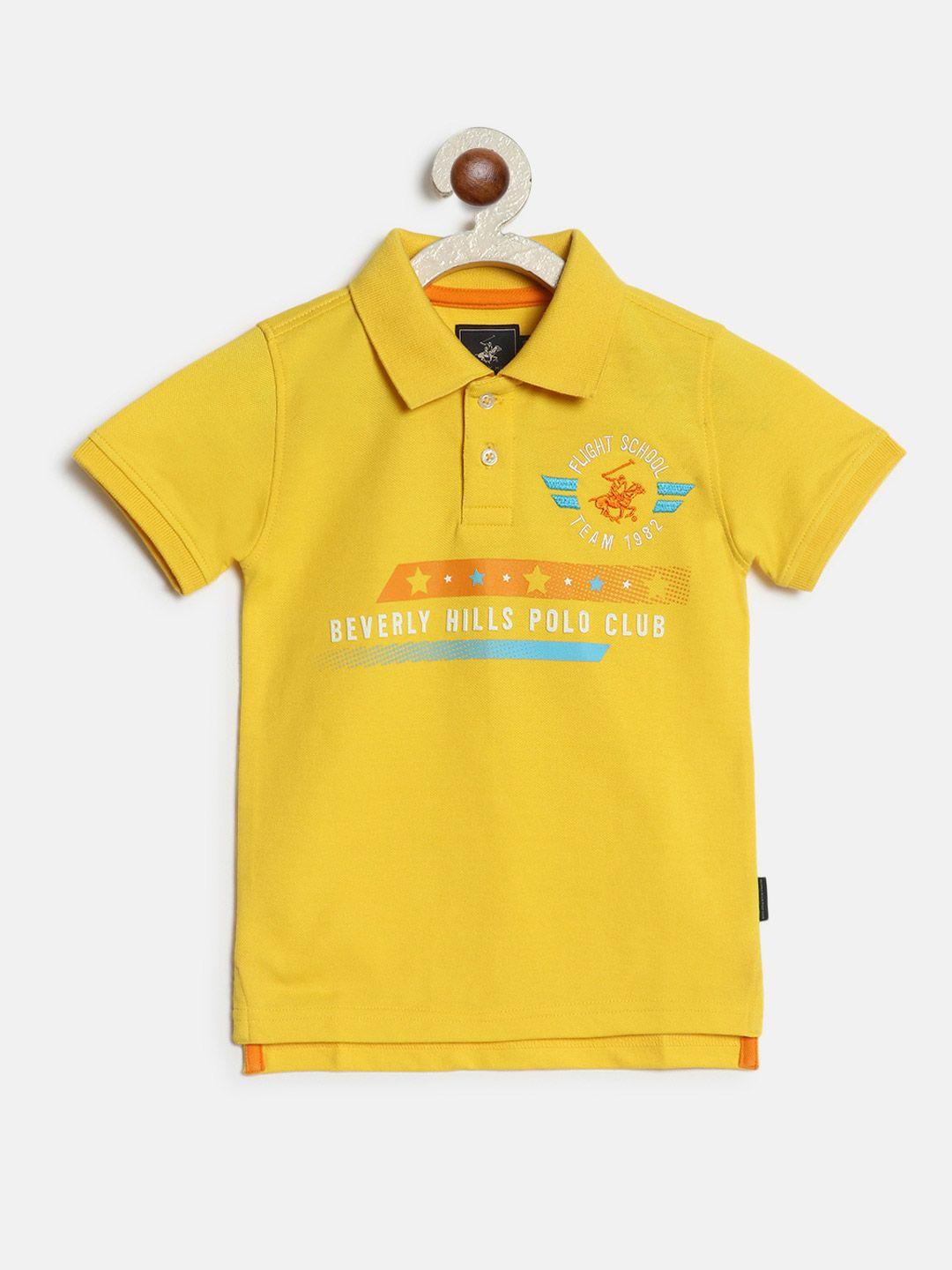 beverly hills polo club boys typography printed polo collar pure cotton t-shirt