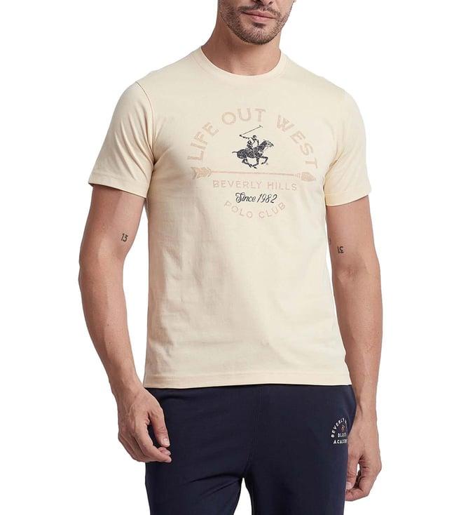 beverly hills polo club cream printed life out west regular fit t-shirts