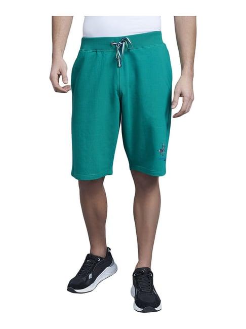 beverly hills polo club green cotton regular fit logo printed shorts