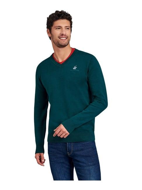 beverly hills polo club green cotton regular fit sweater