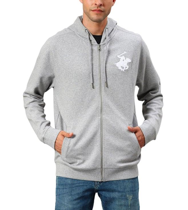 beverly hills polo club grey full sleeves hooded sweatshirt