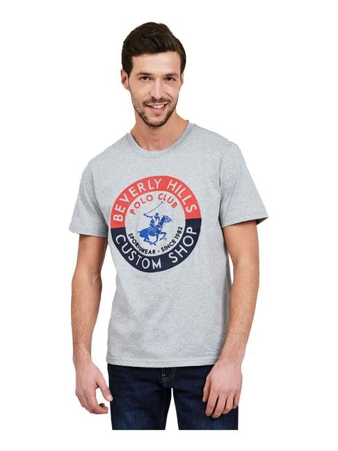 beverly hills polo club grey logo printed t-shirt