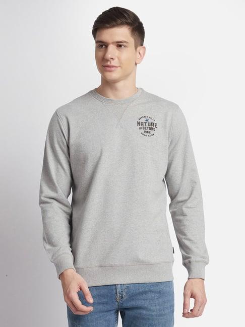 beverly hills polo club grey melange regular fit pure cotton sweatshirt