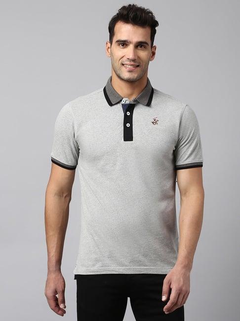beverly hills polo club grey regular fit cotton polo t-shirt