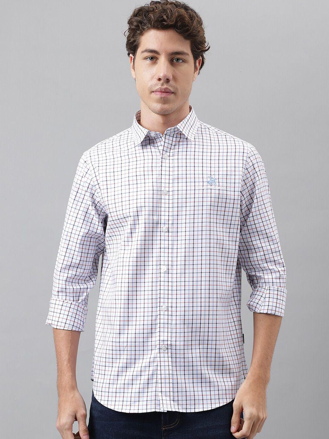 beverly hills polo club grid tattersall checks spread collar pure cotton casual shirt