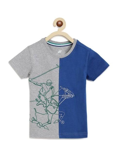 beverly hills polo club kids grey & blue cotton color block t-shirt