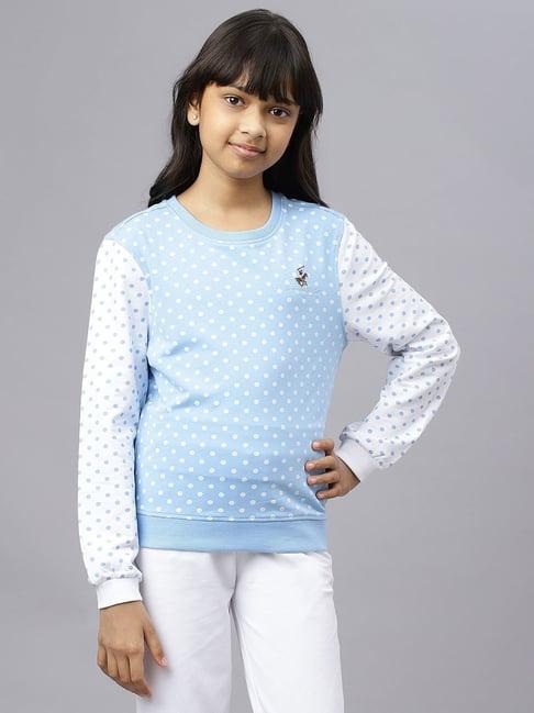 beverly hills polo club kids light blue & white self design full sleeves sweater