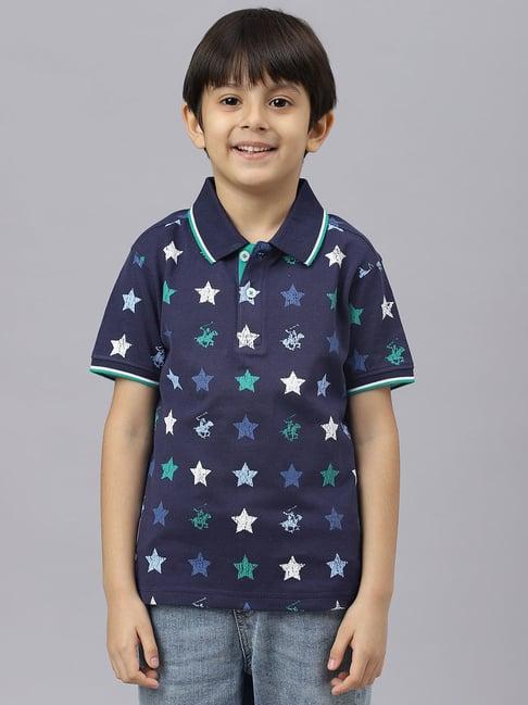 beverly hills polo club kids navy printed polo t-shirt