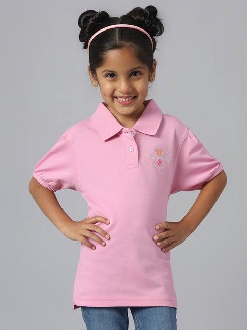 beverly hills polo club kids pink solid polo t-shirt
