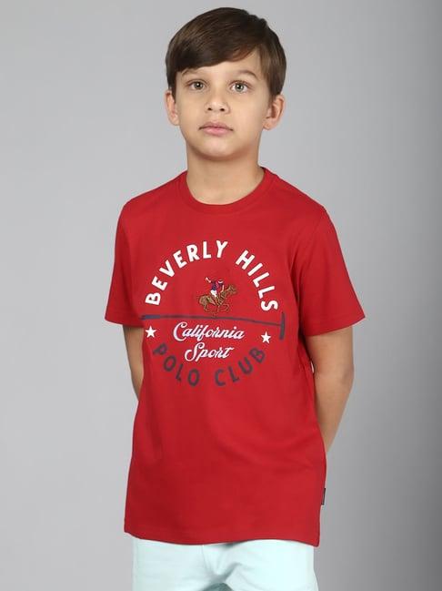 beverly hills polo club kids red graphic print t-shirt