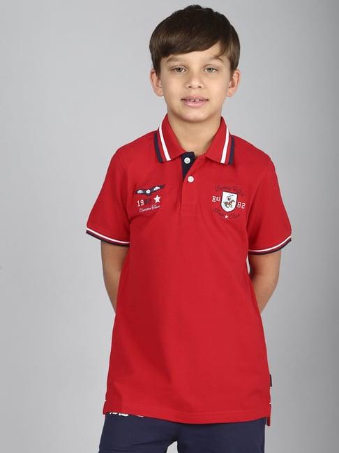 beverly hills polo club kids red printed polo t-shirt