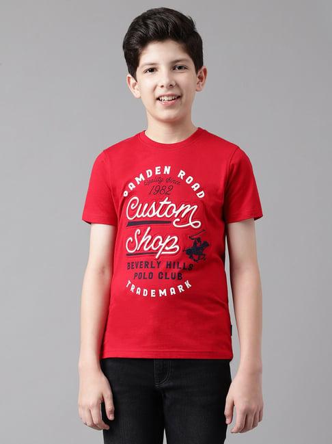 beverly hills polo club kids red printed t-shirt