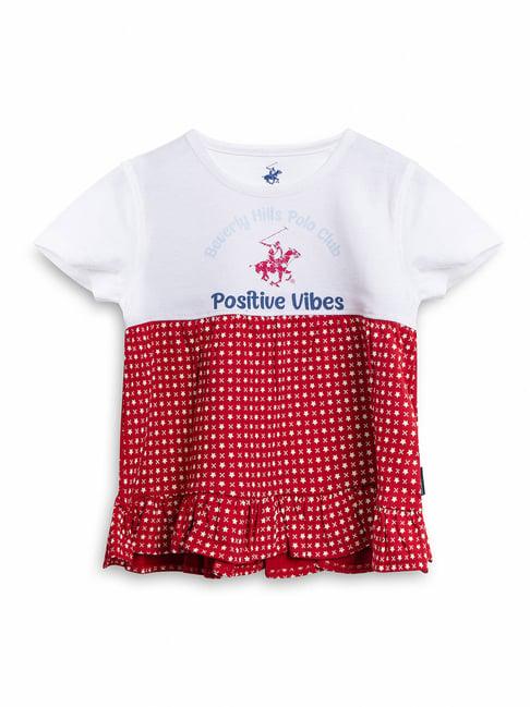 beverly hills polo club kids white & red printed dress
