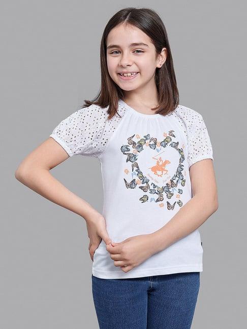 beverly hills polo club kids white printed top
