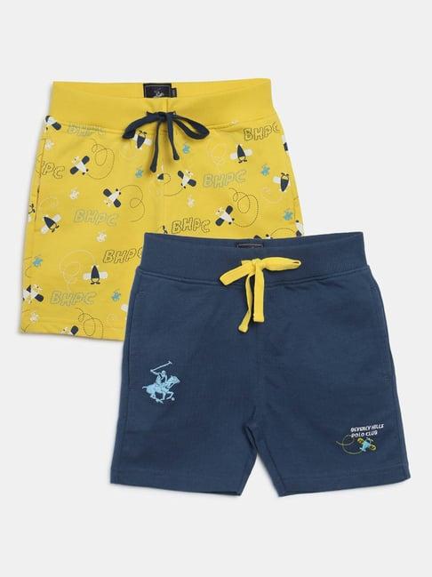 beverly hills polo club kids yellow & blue printed shorts (pack of 2)