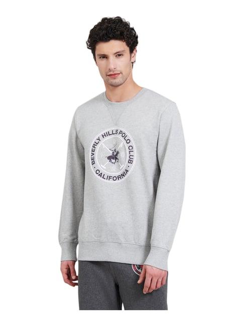 beverly hills polo club light grey regular fit printed sweatshirt