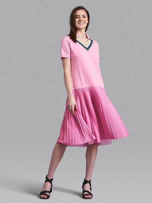 beverly hills polo club light pink color block dress