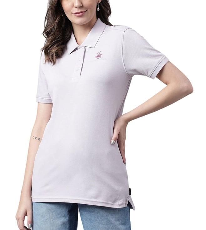 beverly hills polo club light purple polo t-shirt