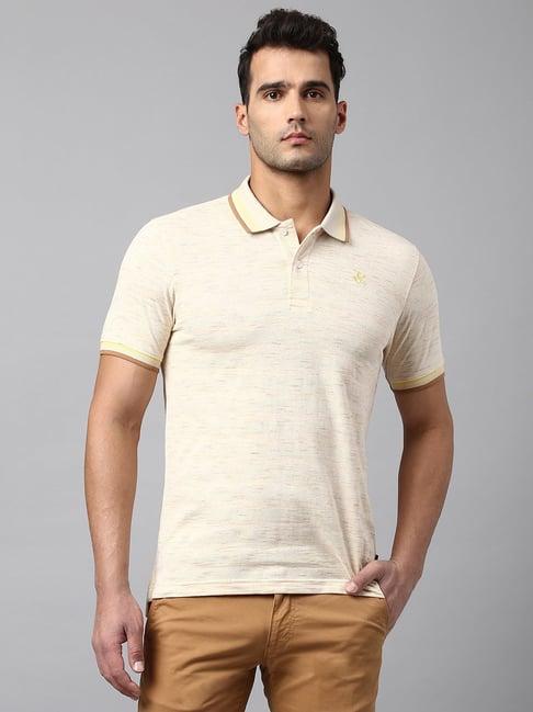 beverly hills polo club light yellow regular fit cotton polo t-shirt