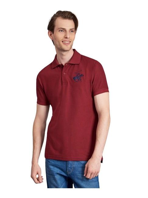 beverly hills polo club maroon regular fit polo t-shirt