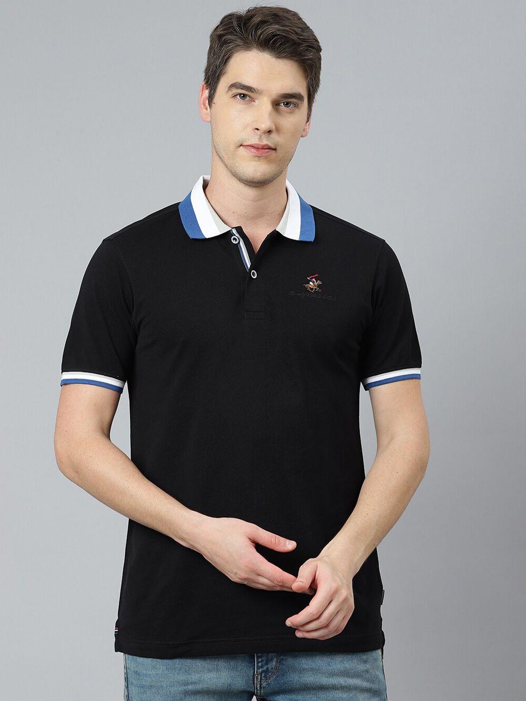 beverly hills polo club men black polo collar t-shirt