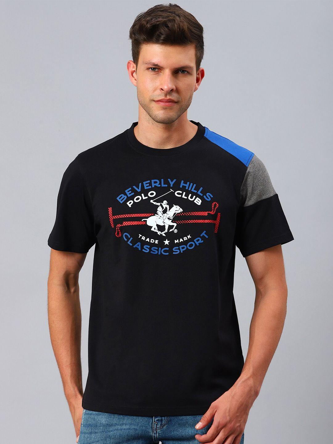 beverly hills polo club men black printed t-shirt