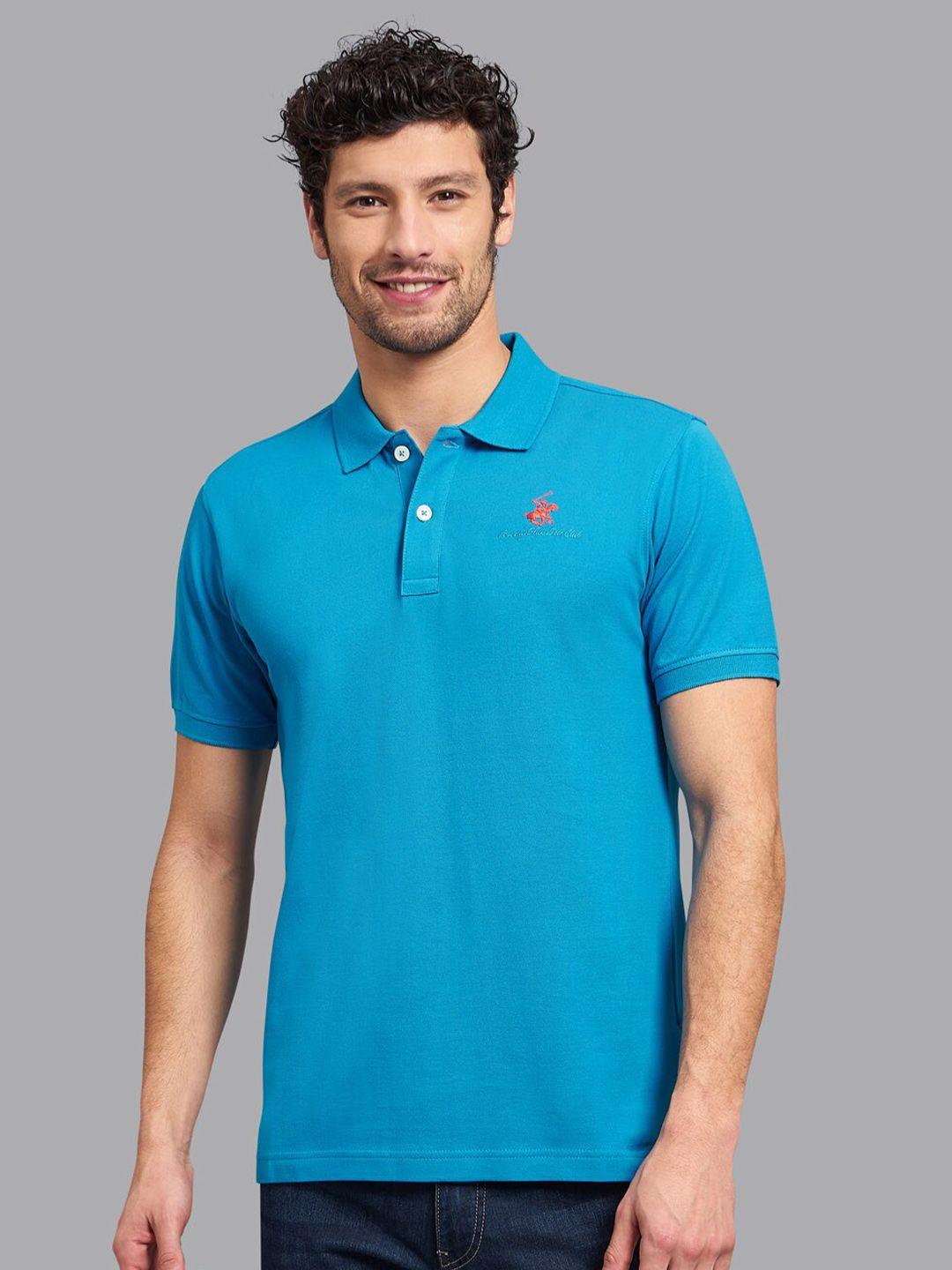 beverly hills polo club men blue polo collar t-shirt