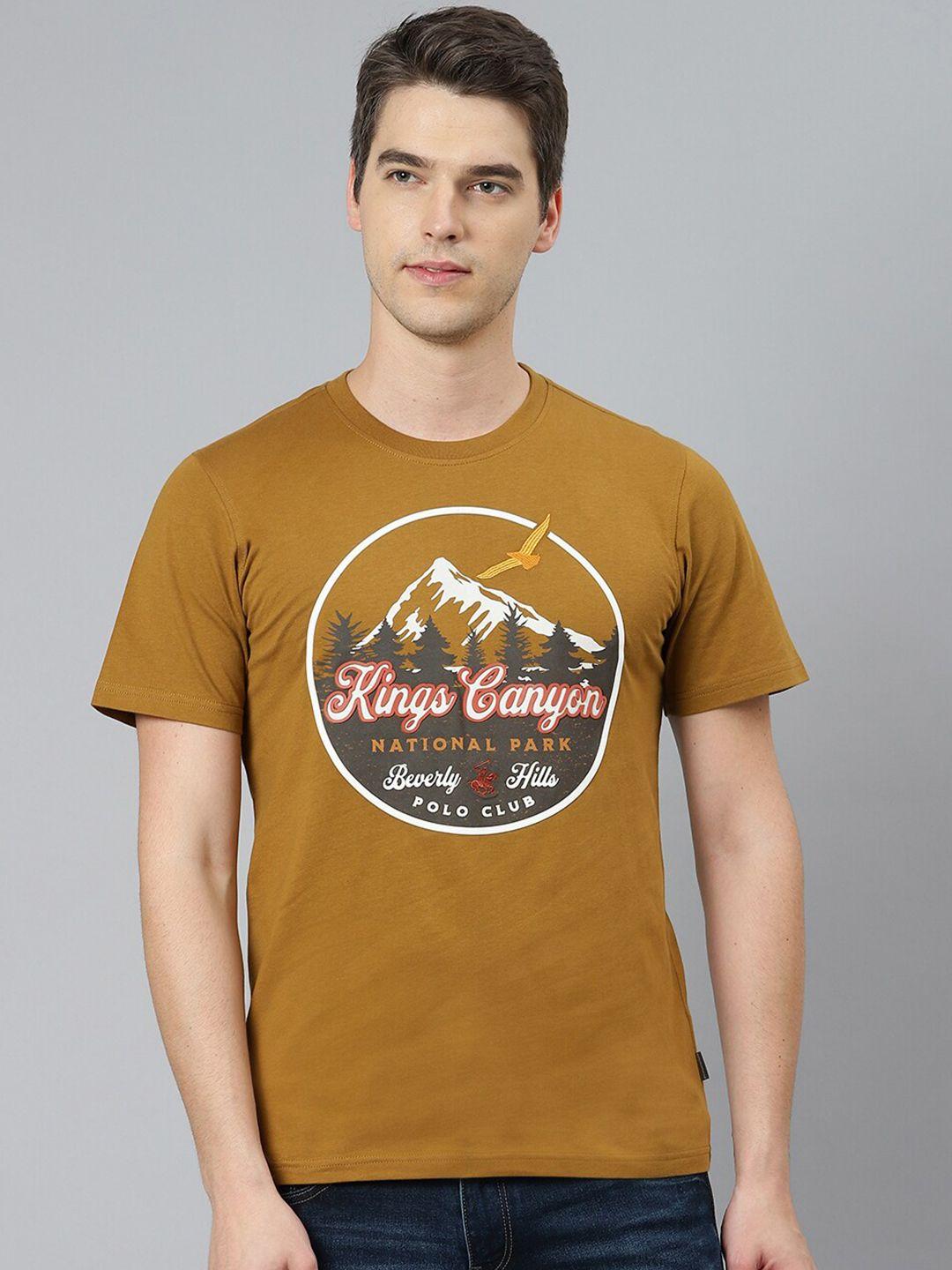 beverly hills polo club men brown printed cotton t-shirt